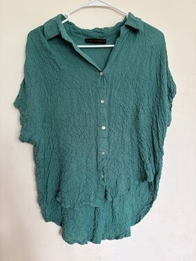 Jane + Delancey Teal High Low Button Up Blouse M